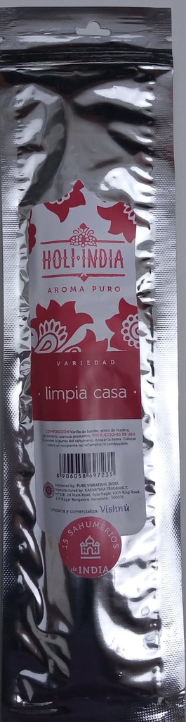 Sahumerio HOLI INDIA LIMPIA CASA x 15 un.